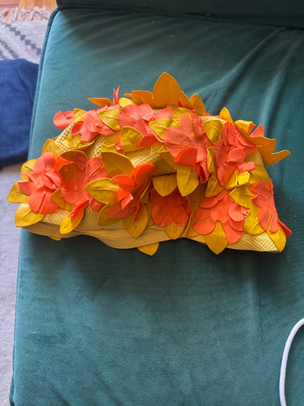 Vintage  swim cap orange and yellow * accepting Ofers